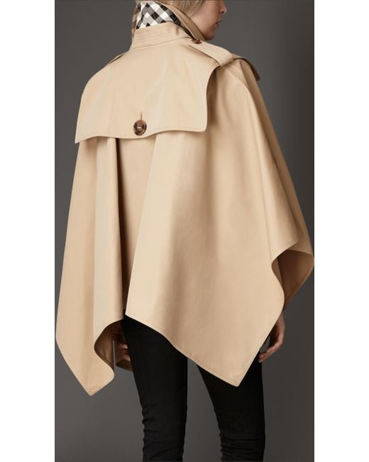 Burberry Cotton Gabardine Trench Cape in Natural | Lyst