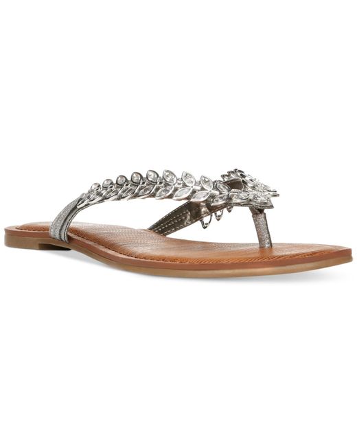 Carlos By Carlos Santana Metallic Heron Jeweled Thong Sandals