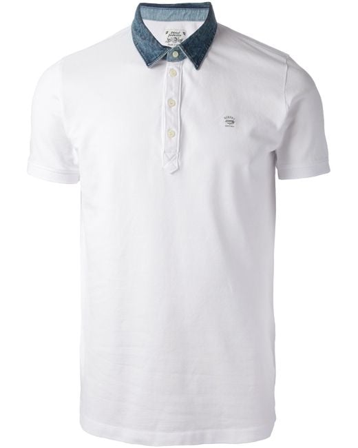 DIESEL White Denim Collar Polo Shirt for men