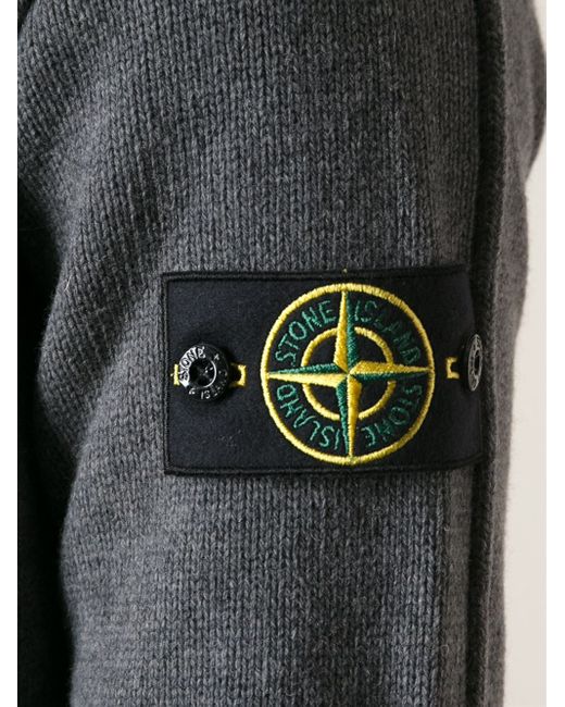 Stone Island Button Cardigan in Gray for Men | Lyst