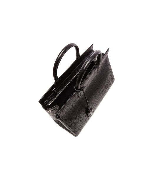 Saint laurent Medium Monogram Croc Embossed Cabas Bag in Black ...