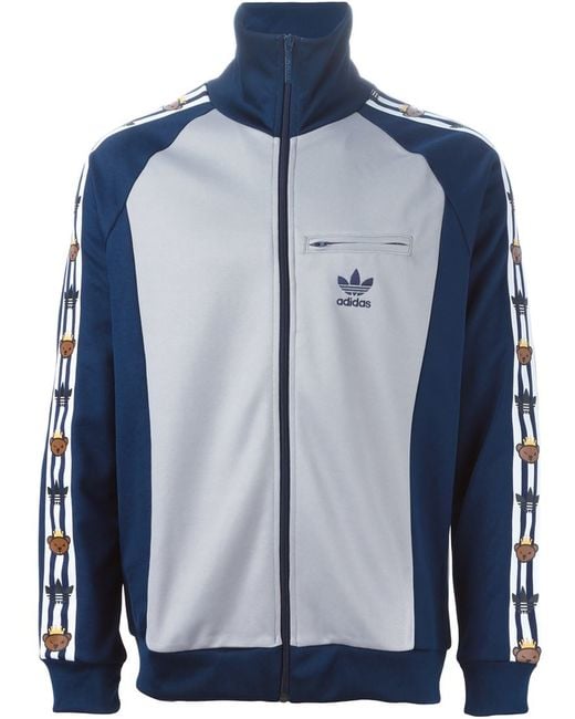 Adidas Originals Blue Adidas Original X Nigo Bear Printed Sport Jacket for men