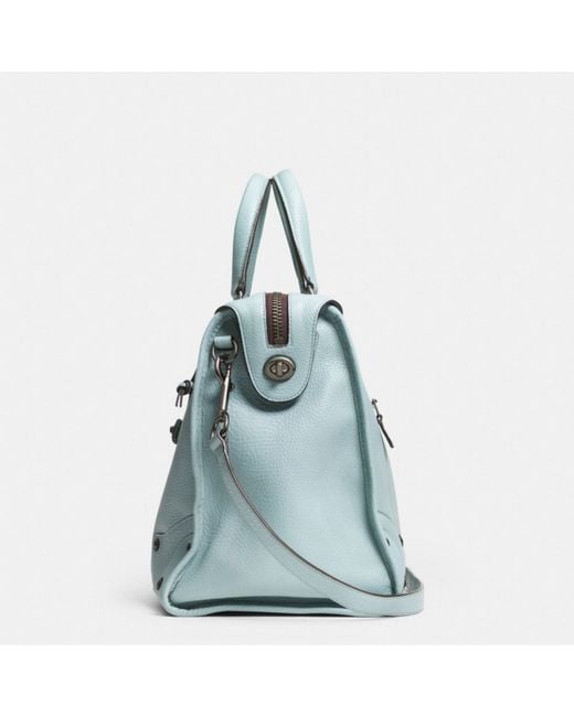 COACH Rhyder 33 Satchel in Pebbled Leather in Green Lyst