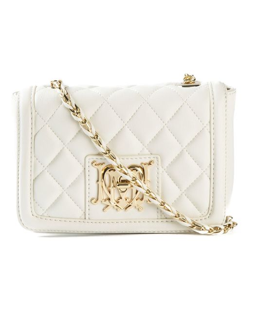 Love Moschino White Quilted-Leather Cross-Body Bag
