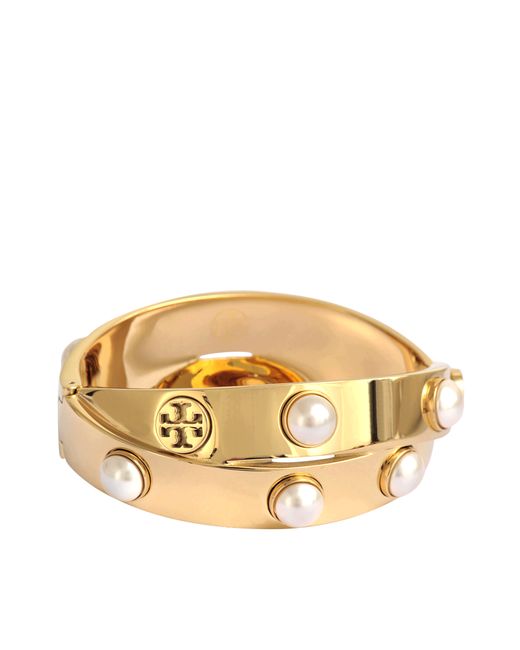Tory burch Pearl Metal Double Wrap Bracelet in Gold Lyst