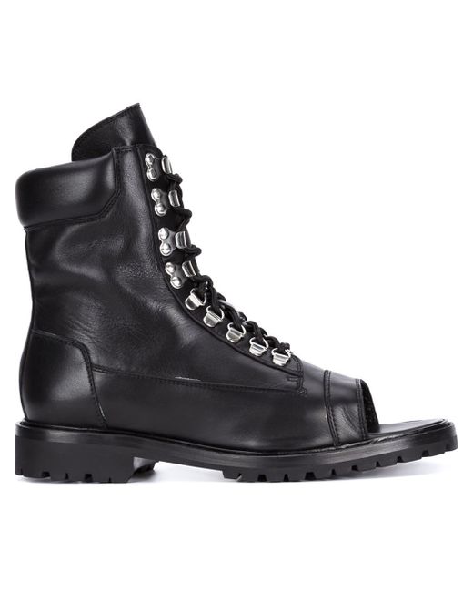 Balmain Black Open Toe Boots for men