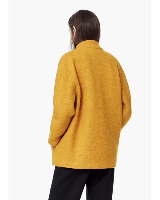 Mango Bouclé Wool Coat in Yellow (Mustard) Lyst