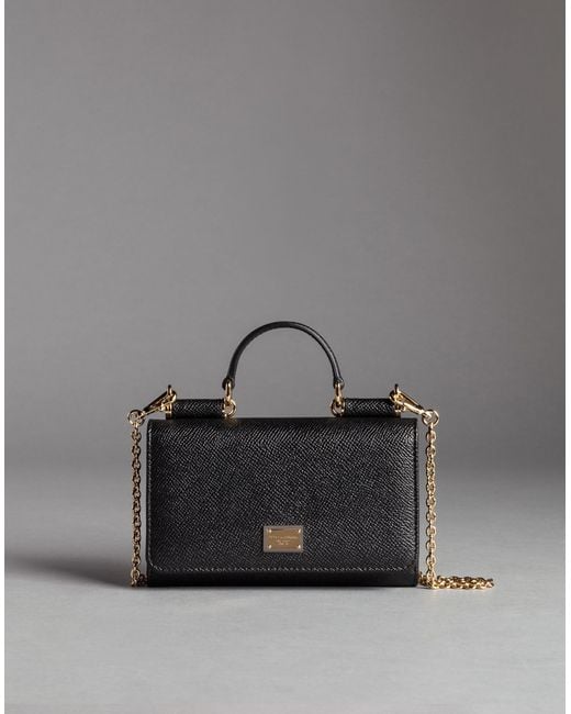 Dolce & Gabbana Mini Von Bag In Dauphine Print Leather in Black | Lyst