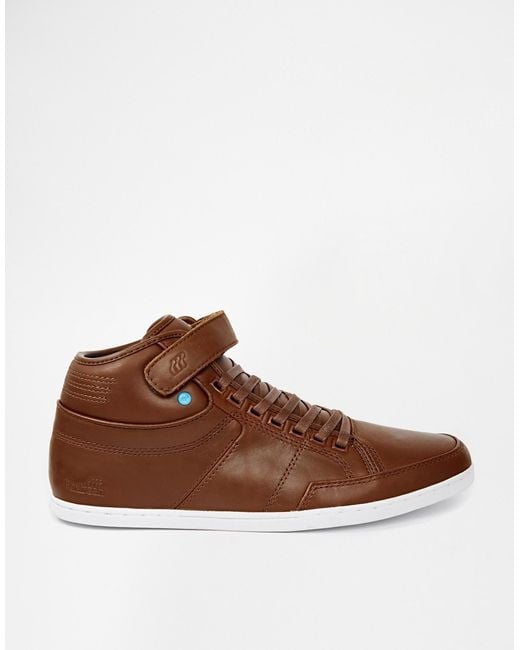 Boxfresh Brown Swich Leather Hi-Top Sneakers for men
