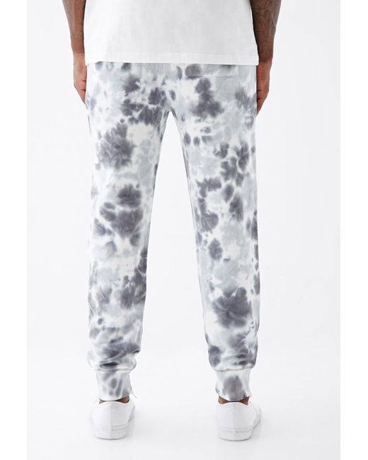 Tie-dyed Drawstring Sweatpants in White 