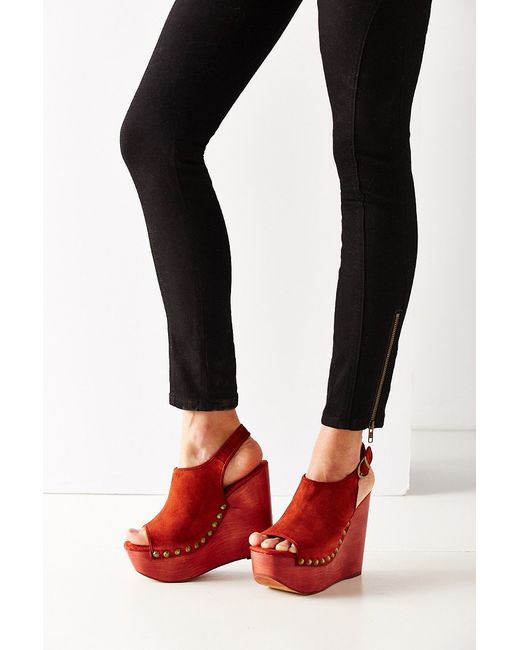 Jeffrey Campbell Red Snick Studded Wedge