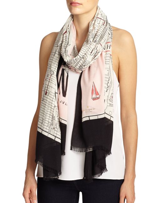 Kate Spade New York Map Scarf in Pink | Lyst
