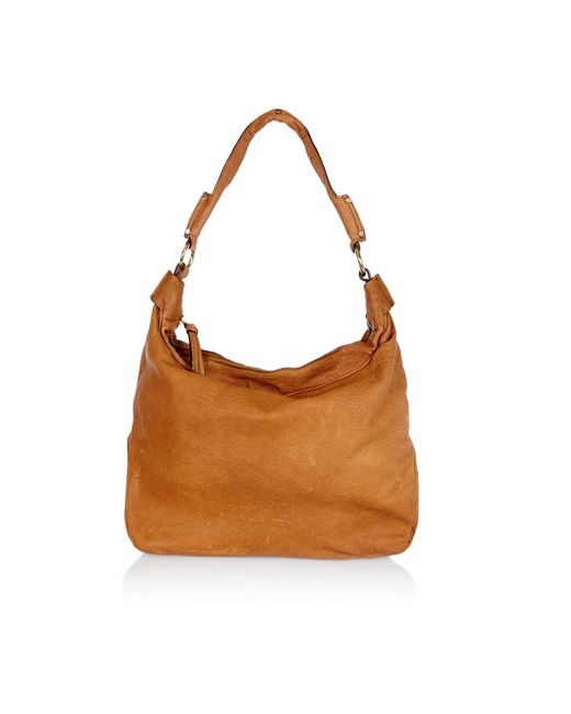 River Island Brown Tan Leather Slouch Bag