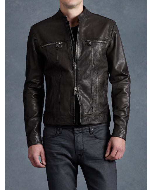 John Varvatos Black Jean Style Leather Jacket for men