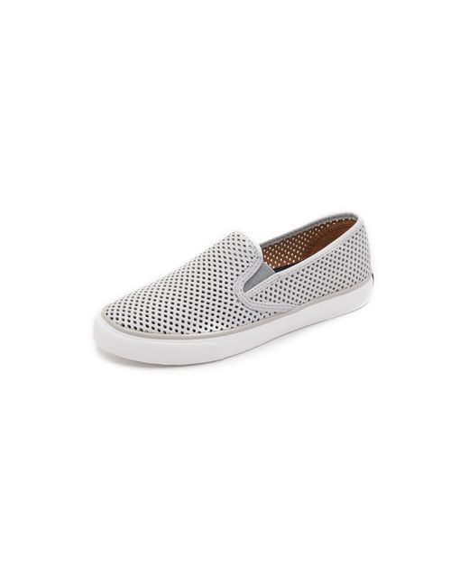 Sperry Top-Sider Gray Seaside Perforated Slip On Sneakers