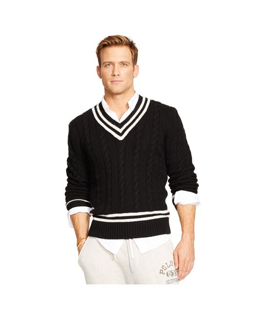 Ralph Lauren Black Cotton-Blend Cricket Sweater for men