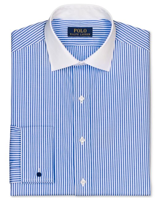Ralph Lauren Polo Blue And White Stripe French Cuff Dress Shirt for men