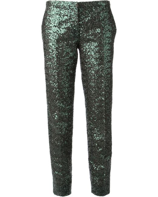 N°21 Sequin Trousers in Green | Lyst