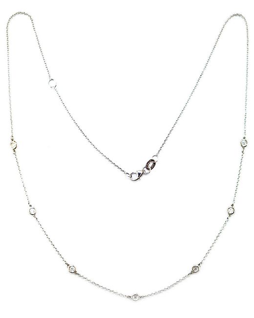 Effy 14k White Gold Diamond Station Necklace in White (White Gold ...