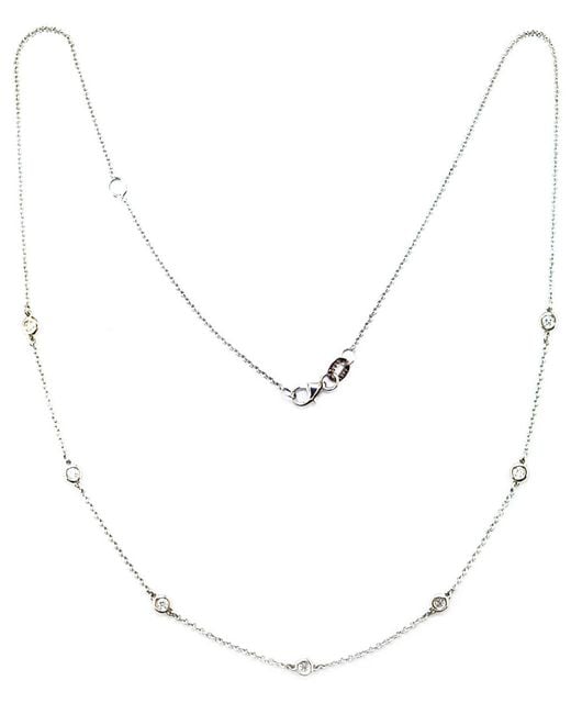 Effy 14k White Gold Diamond Station Necklace in White (White Gold