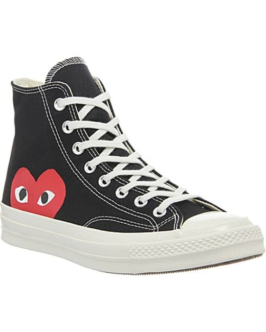 [LF] CDG Play Converse Hi-Tops black with peeking heart, Size US 10.5 ...