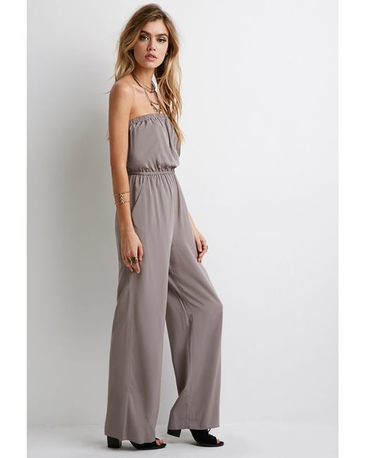 Forever 21 Strapless Jumpsuit in Grey 