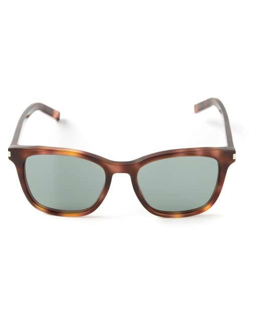 Saint Laurent Brown Tortoise Shell Sunglasses for men