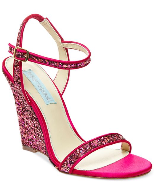 Betsey Johnson Pink Blue By Darci Wedge Evening Sandals