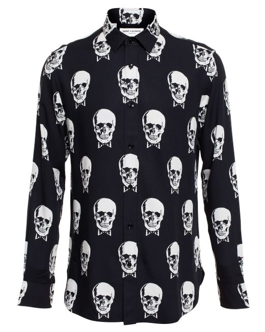Saint Laurent Black Skull Print Shirt for men