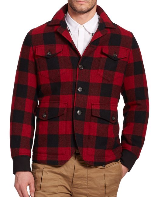 DSquared² Buffalo Plaid Wool Jacket in Black for Men | Lyst