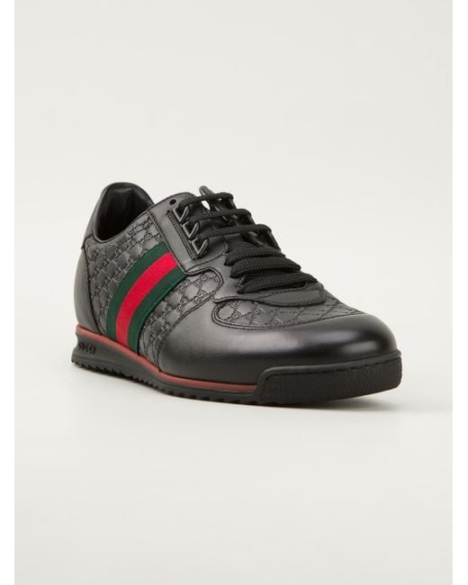 Gucci Black Monogram Embossed Sneakers for men