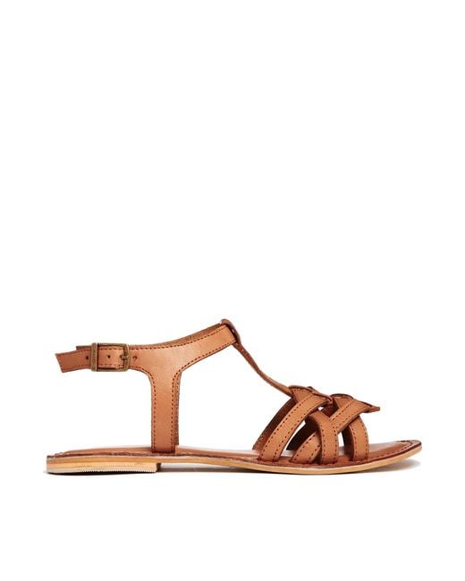 ASOS Brown Flightplan Leather Flat Sandals