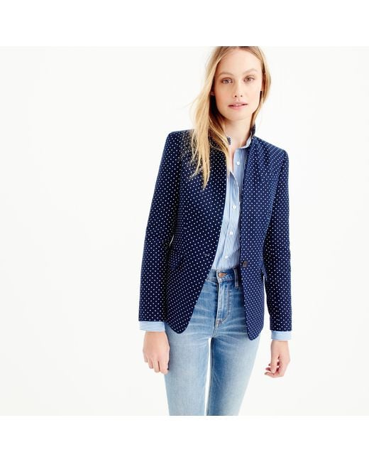 J.Crew Tall Polkadot Regent Blazer In Linen in Blue Lyst
