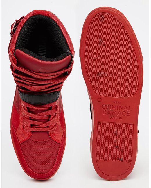 red high top trainers