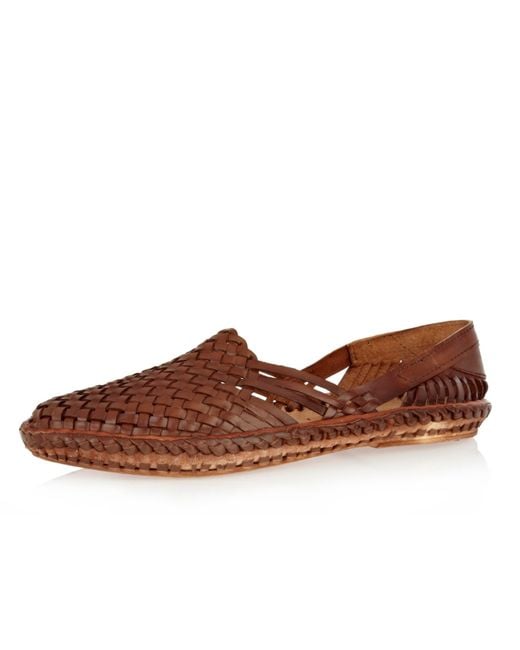 River Island Brown Woven Slip On Shoes for men
