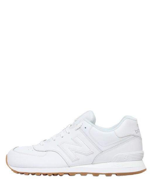New Balance 574 Leather Sneakers in White | Lyst UK