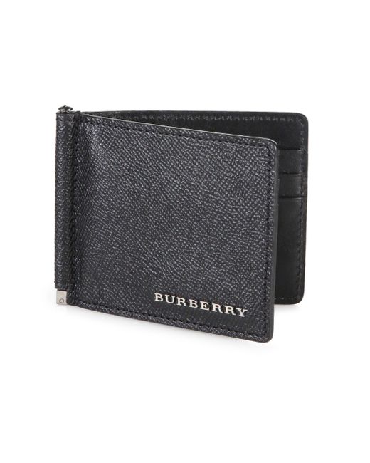 Burberry Leather Quillen Clip Wallet in Black for Men | Lyst