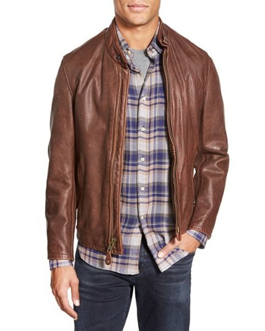Schott nyc Cafe Racer Leather Jacket in Brown for Men | Lyst