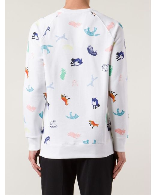 トップス Maison Kitsune SWEATSHIRT ALL-OVER Maison Kitsuné All Over Childish Sweatshirt in White for Men