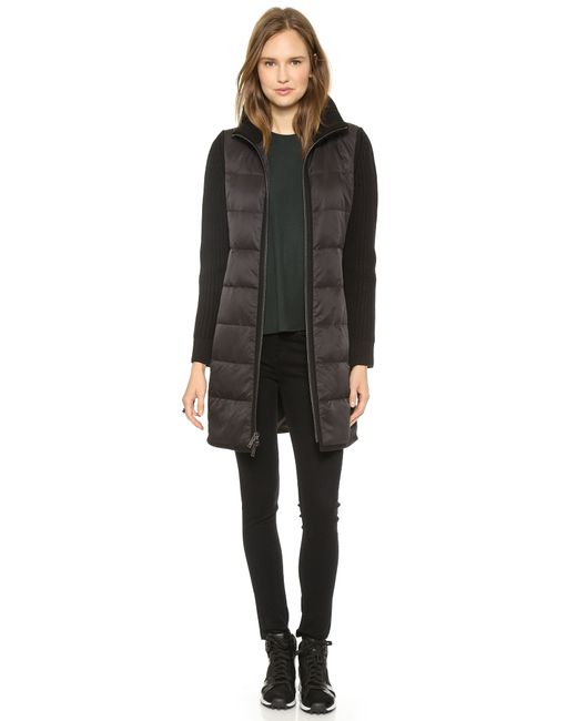 DKNY Puffer Coat with Knit Sleeves Blackblack