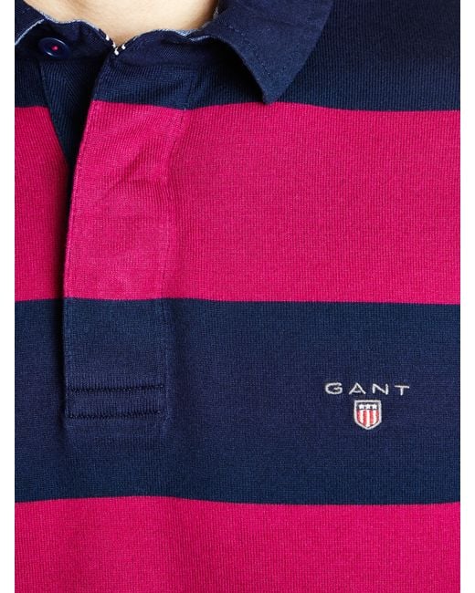 GANT Purple Bar Stripe Long Sleeve Rugby Shirt for men