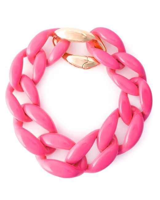 Moschino Pink Chunky Chain Necklace