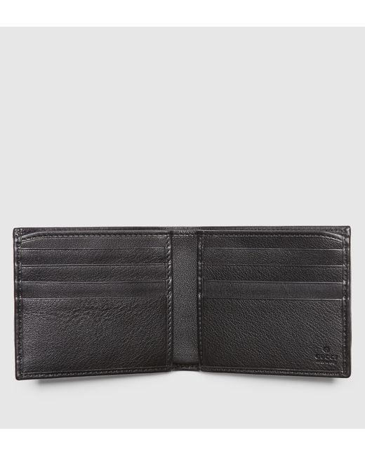 Gucci Black Ssima Leather Web Bi-fold Wallet for men