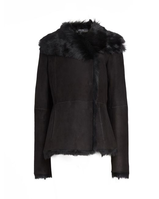 JOSEPH Black Toscana Anais Sheepskin Short Coat