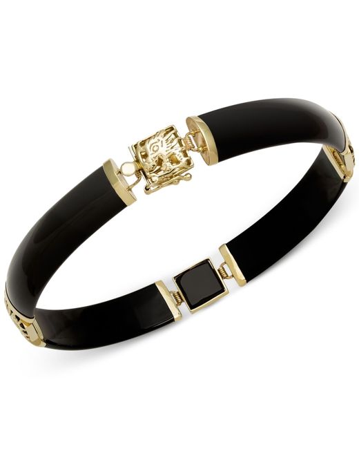 Macy's Black Onyx Dragon Bracelet In 14k Yellow Gold