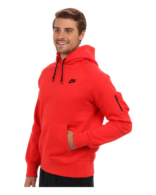 Nike Aw77 Fleece Pullover Hoodie in Red for Men | Lyst