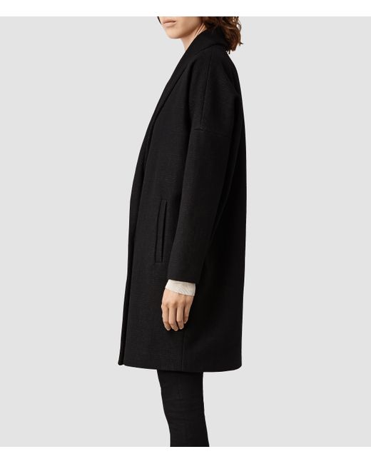 AllSaints Sentai Klein Coat in Charcoal 