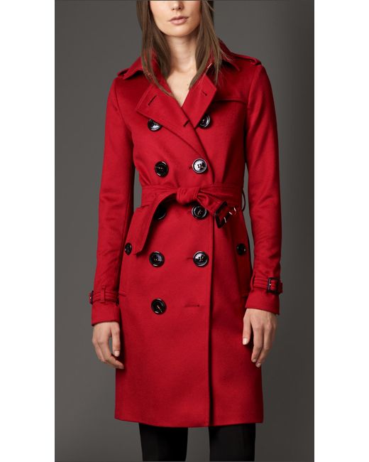 Burberry Red Cashmere Trench Coat