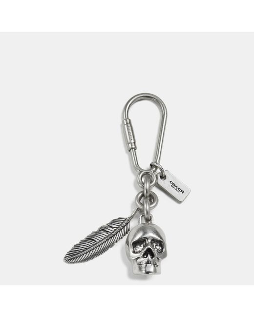 COACH Metallic Skull And Feather Key Ring