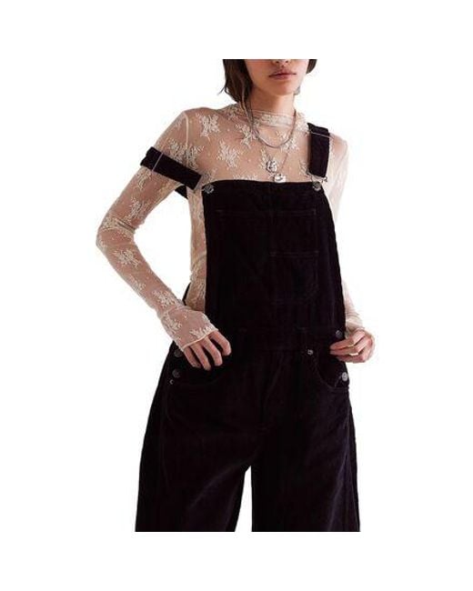 Free People Black Good Luck Cord Overall